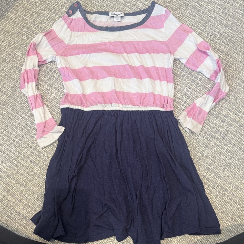 Splendid Pink and Navy Striped Casual Kids Dress